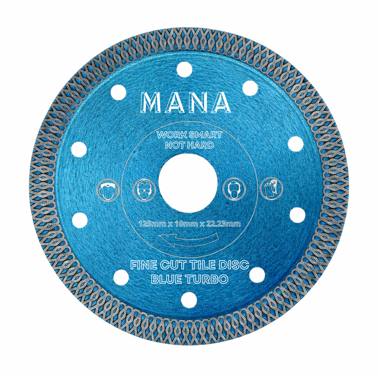 MANA Turbo Диск за рязане на плочки, син 125mm 22.23mm — оригинален продукт