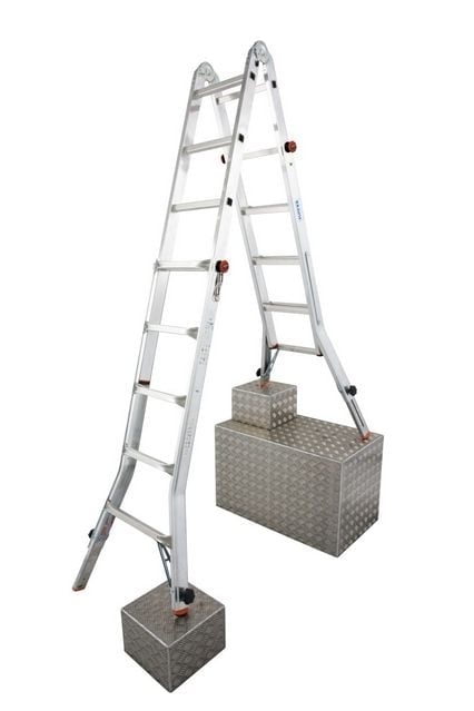 TELE VARIO Алуминиева телескопична стълба с 4-удължителя за рамена