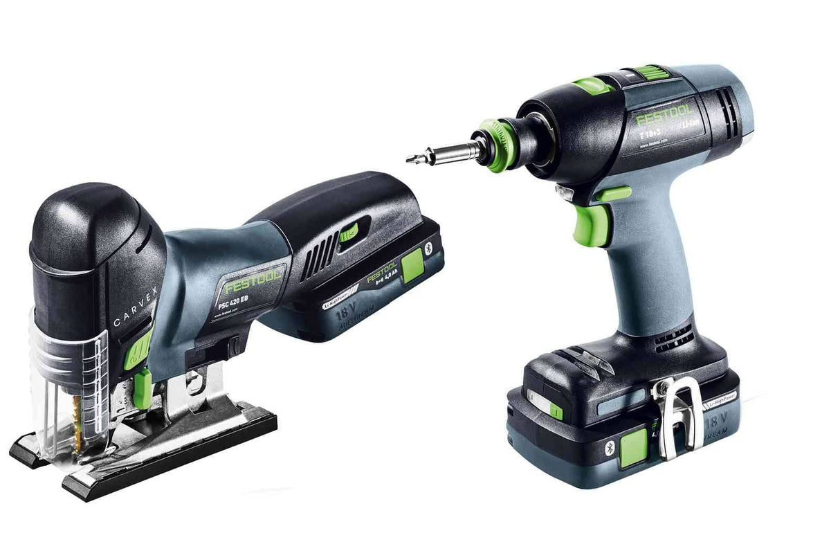 Festool Монтажен пакет от акумулаторен винтоверт и прободен махален трион / зеге T 18+3/PSC 420 HPC I-Set