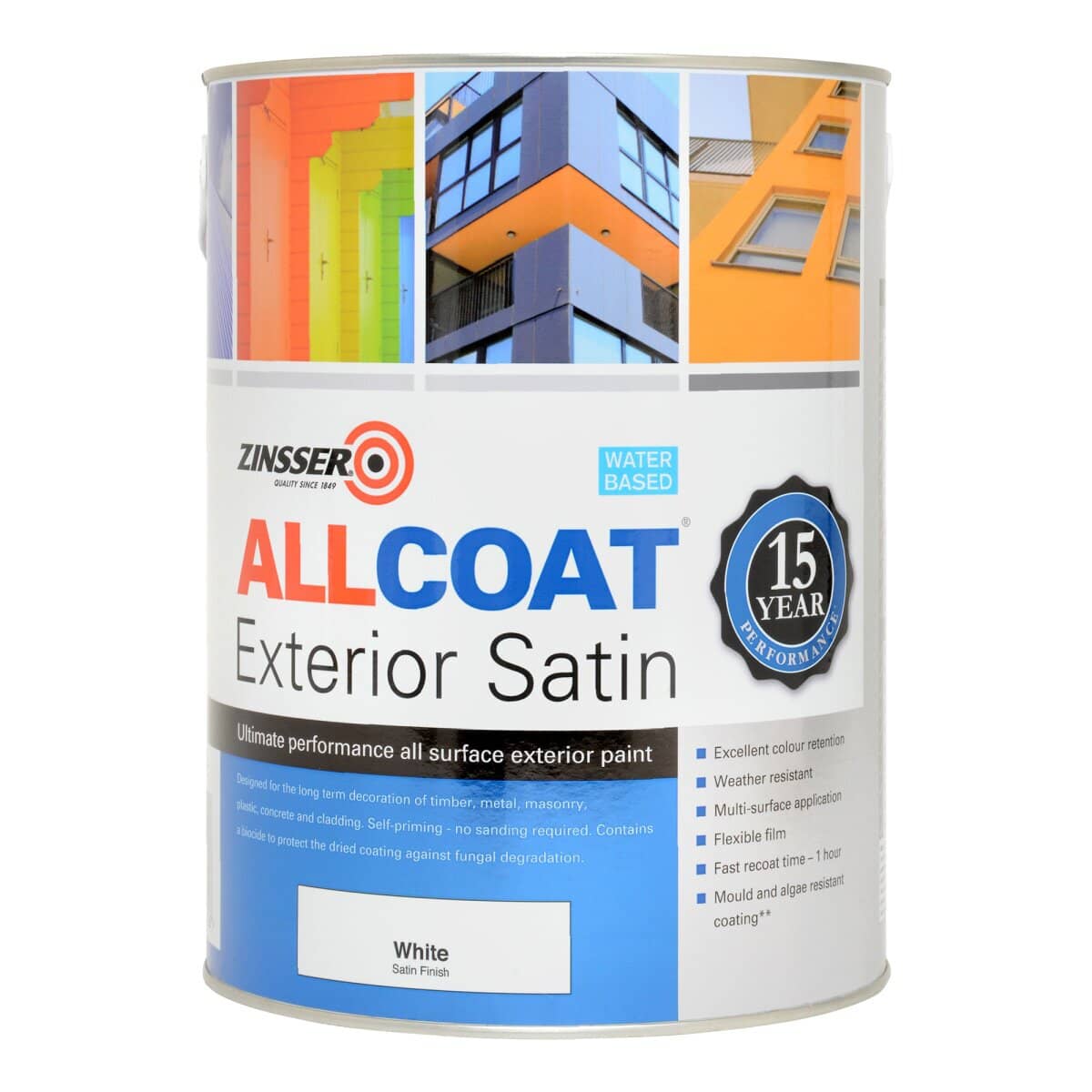 Zinsser Allcoat SATIN БЯЛ 1L — боя за фасади и външна употреба
