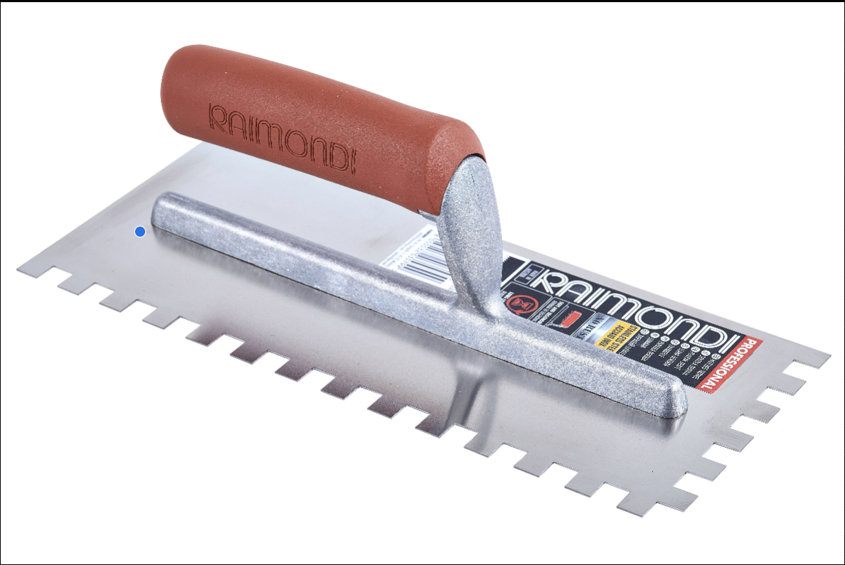 Raimondi неръждаема назъбена маламашка 28×12 см, квадрат 3×3, гумена дръжка