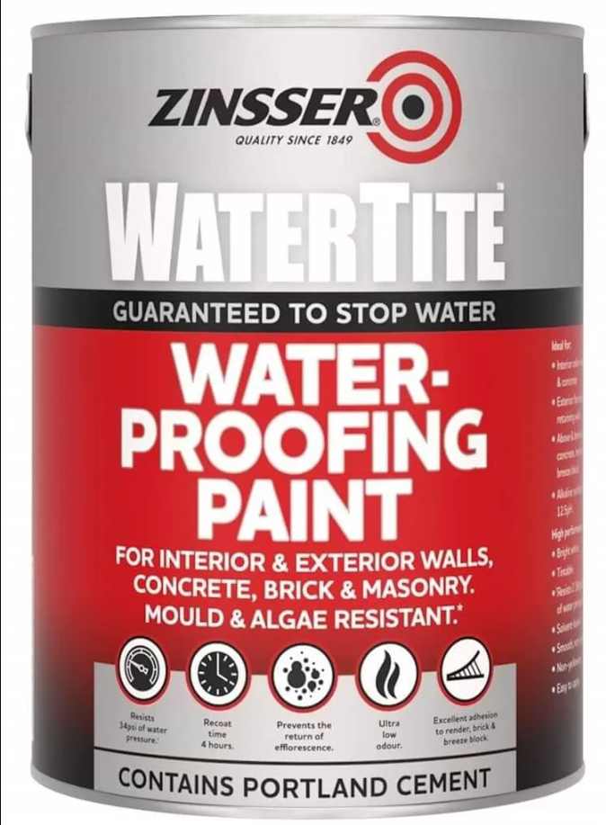 ZINSSER® WATERTITE Хидроизолирана боя за мазета и подземия с подпочвени води / 5L