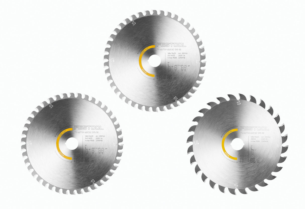 Festool Circular Saw Blade Set KSB-SORT/3 W 168x1.8