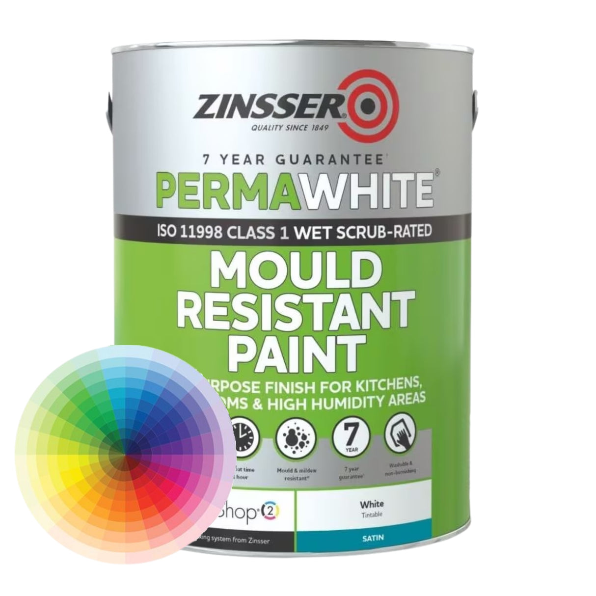 Zinsser Perma-White SATIN 2.5L — интериорна боя против мухъл и плесен