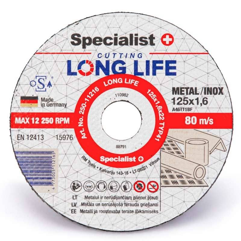 Specialist+ Metal cutting disc long life 125x1,6x22