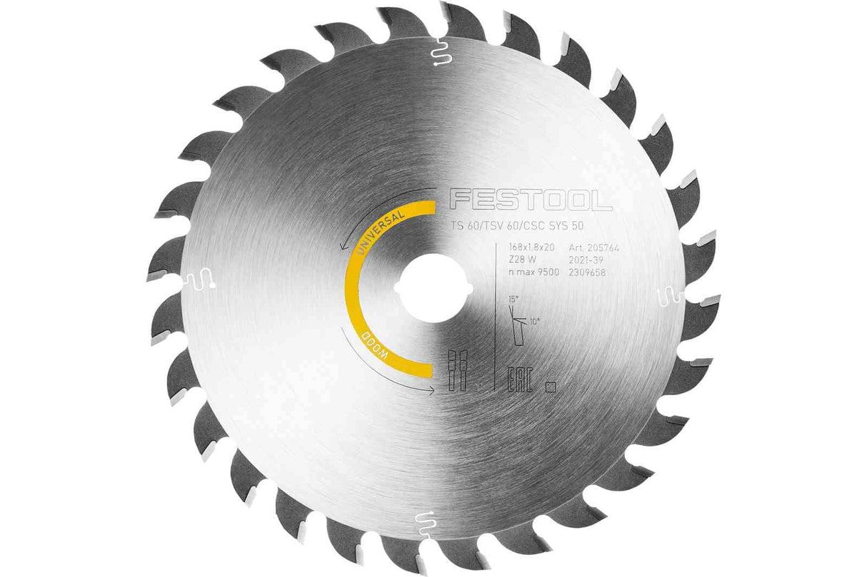 Festool Saw blade WOOD UNIVERSAL HW 168x1,8x20 W28