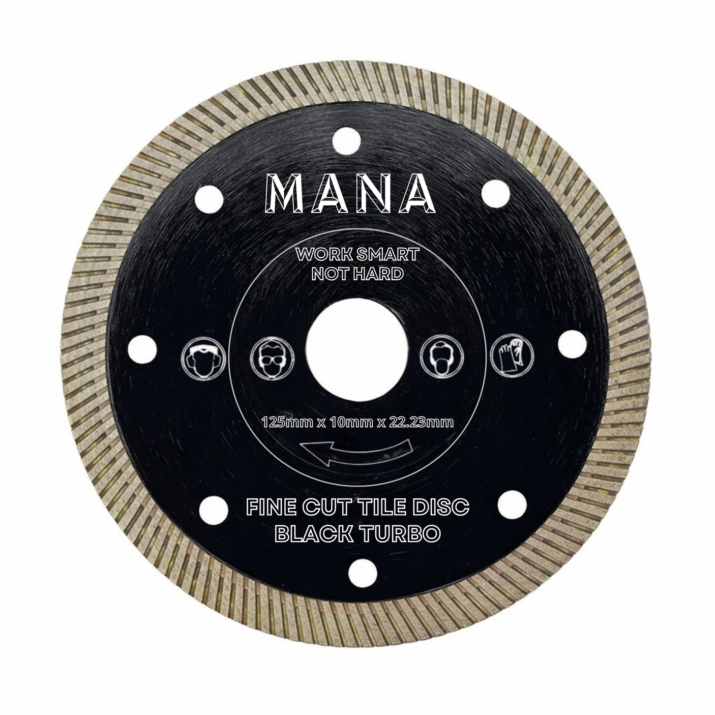 MANA Turbo Диск за рязане на плочки, черен 125mm 22.23mm