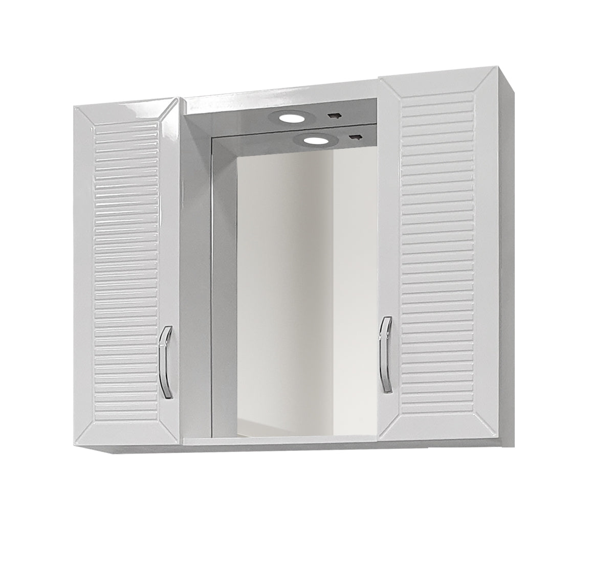 Горен шкаф за баня Makena Кери с огледало, Бял, 70 см