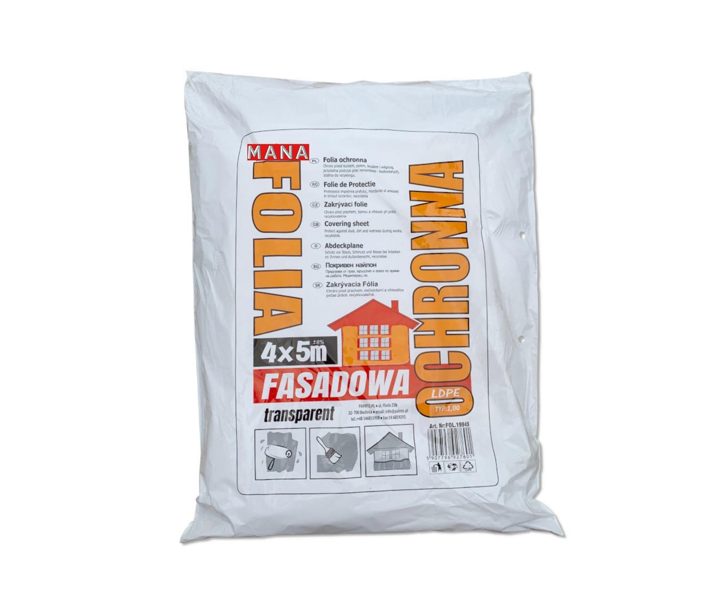 MANA Защитно фолио 4x5m за фасади, +,- 1 kg