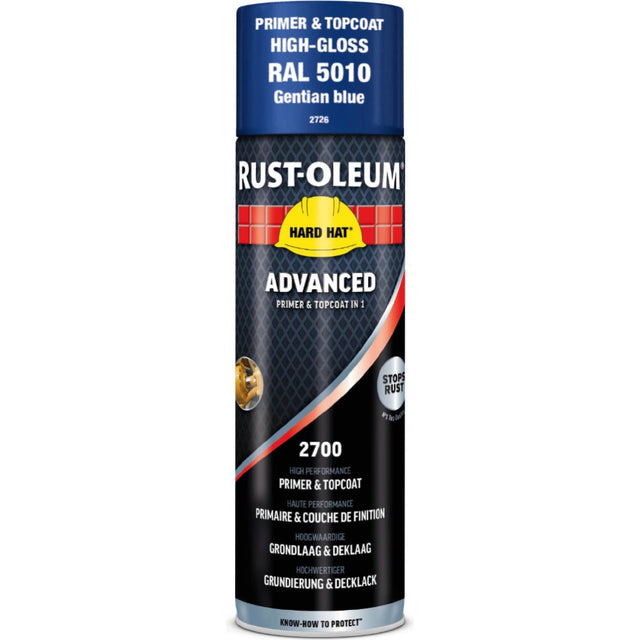 RUST OLEUM HARD HAT® ADVANCED Спрей грунд и топ лак в 1/Gloss blue 500ml