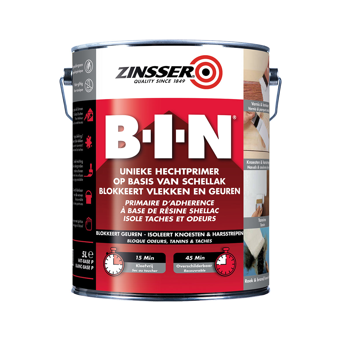 Zinsser BIN 2.5L — shellac грунд против петна и миризми