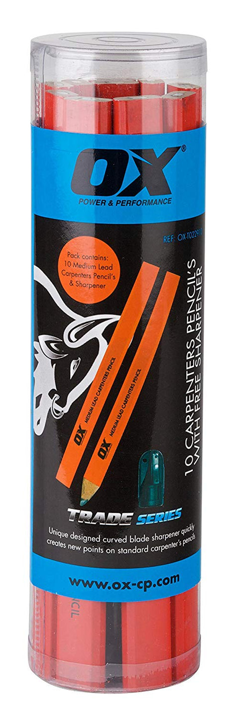 OX Червени дърводелски моливи 10 бр - Цена: 15.80лв.