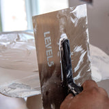 LEVEL5 12" CURVED TROWEL GOLD STAINLESS STEEL LEATHER HANDLE