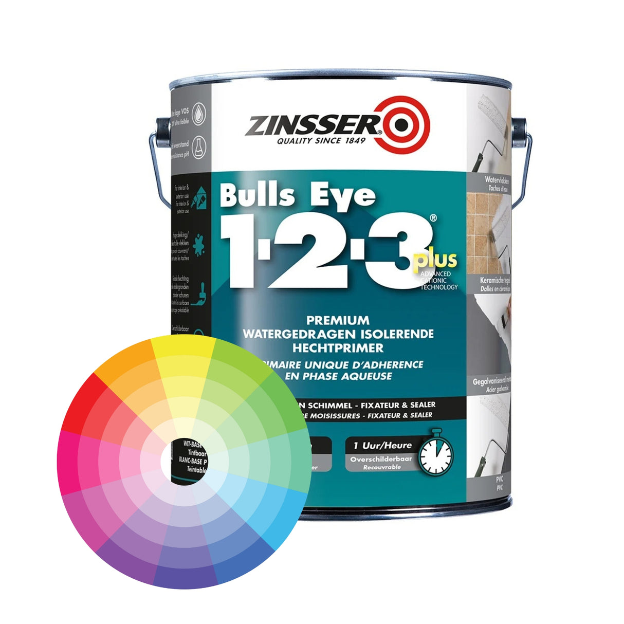 Zinsser Bulls Eye 1-2-3 Plus 1L — свързващ грунд за гланцови повърхности