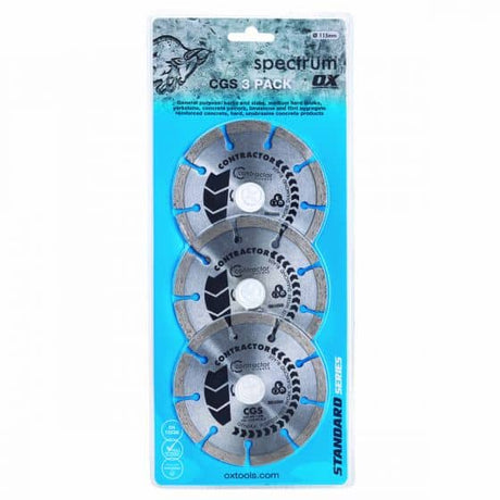 OX CGS Комплект универсални диамантени дискове - 3 броя 115/22.23mm