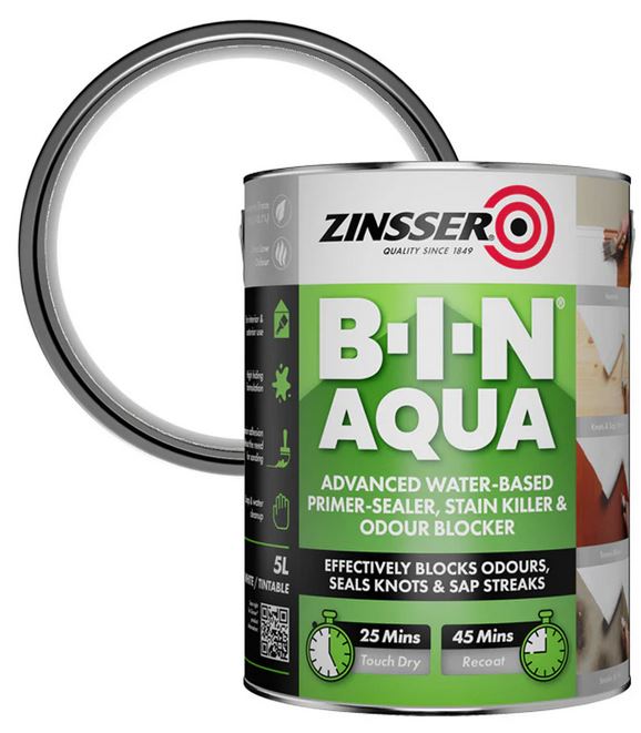 Zinsser BIN AQUA 1L — грунд против петна на водна основа