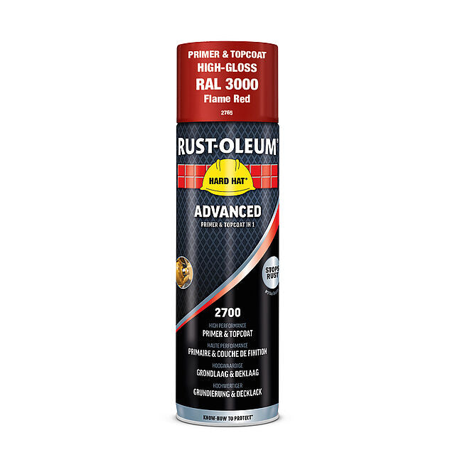 RUST OLEUM Hard hat advanced Спрей грунд и топ лак в 1/Gloss flame red 500ml