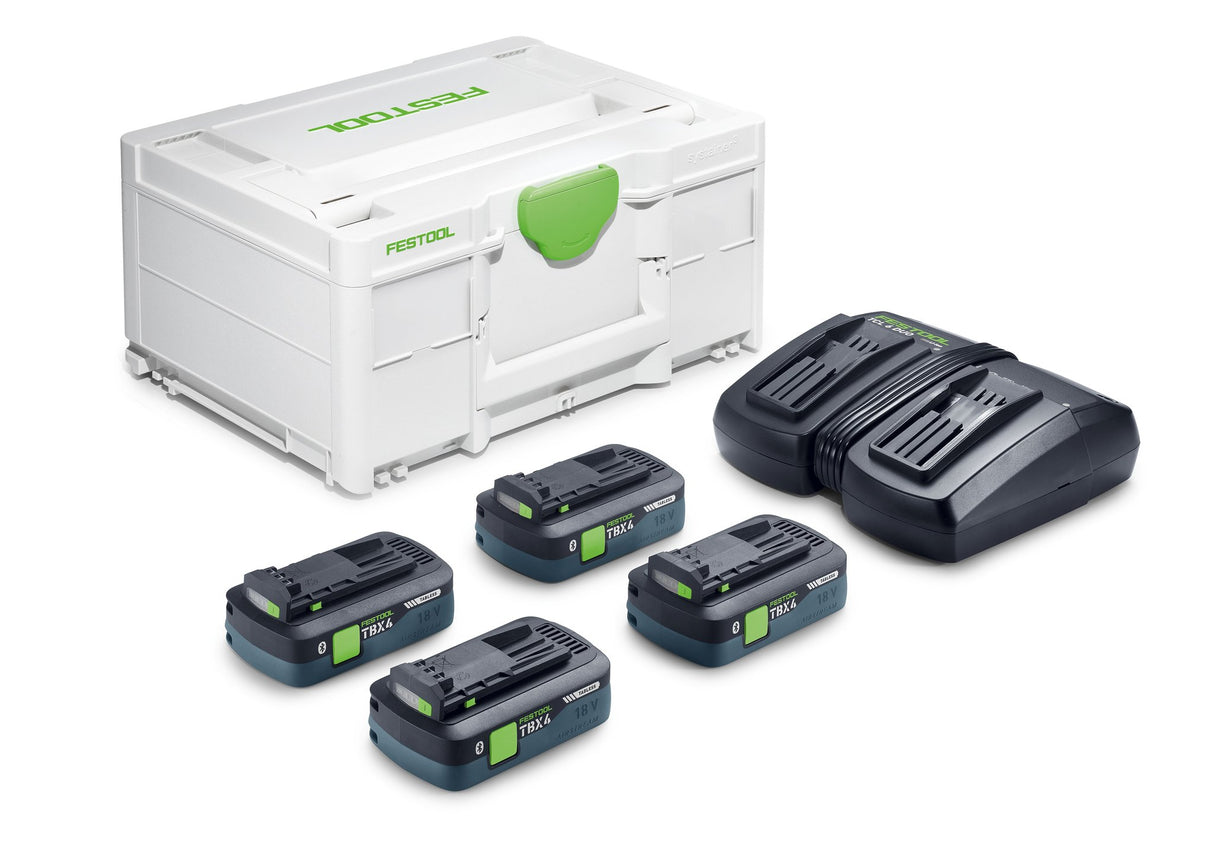 Festool Енергиен комплект SYS 18V 4xTBX4/TCL6DUO