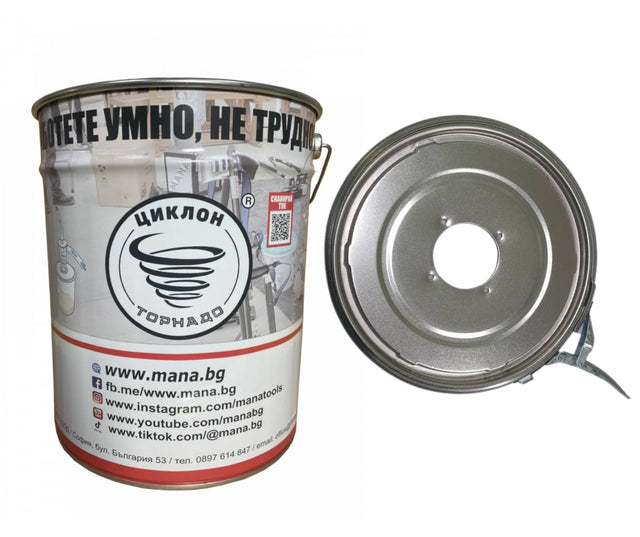 Метална кофа с разпробит капак и обрач 18л.