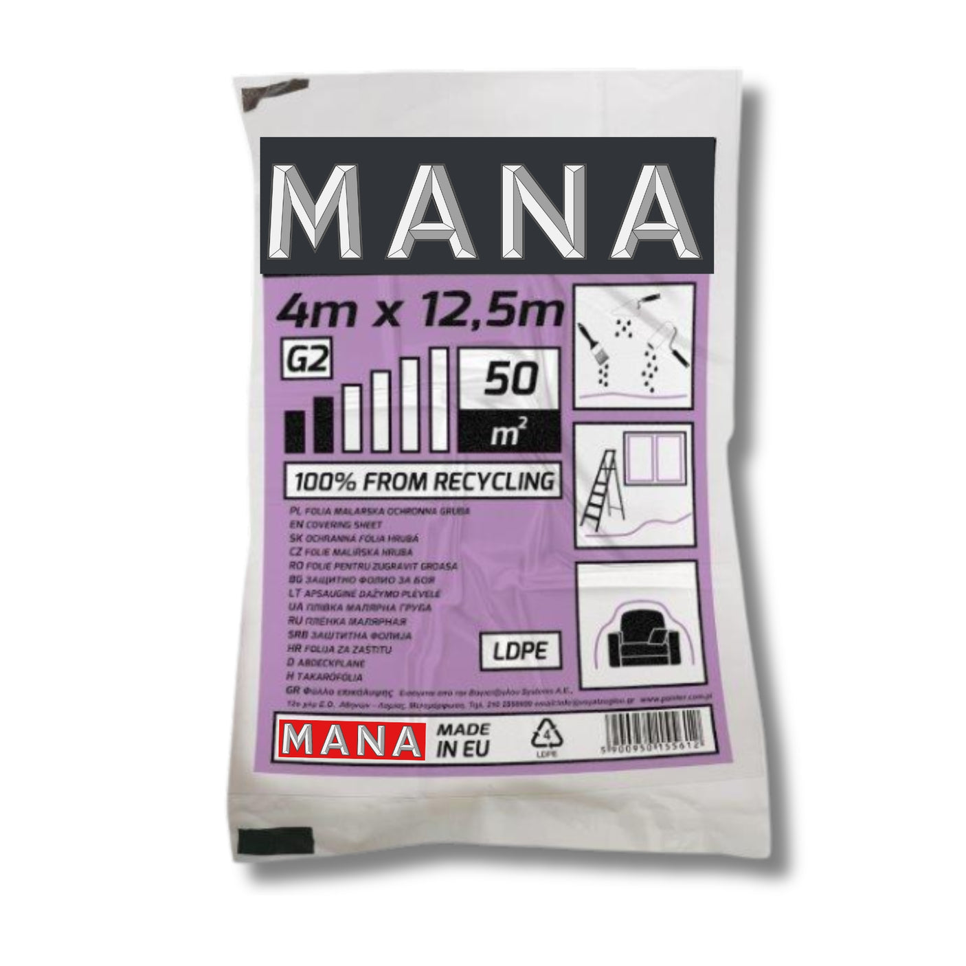 MANA Покривно фолио 4х12.5, 0.3