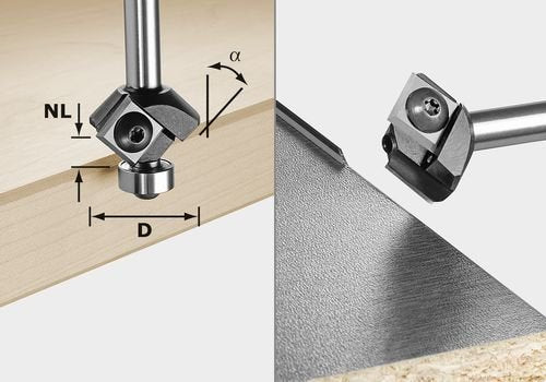 Festool Фрезер за фаски с обръщаеми пластини S8 HW 45° D27 12x12 KL